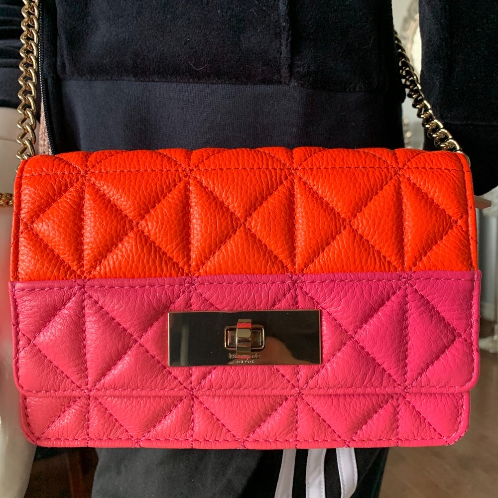 New Neon Pink Kate Spade crossbody chain bag